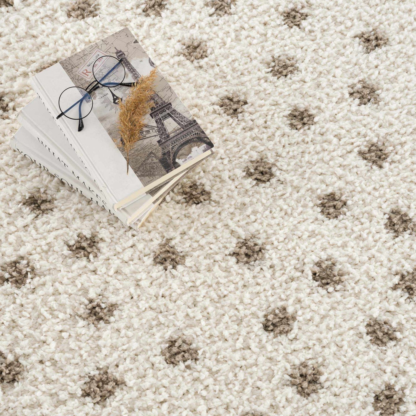 Cream Brown Dotted Plush Area Rug - Cozy Home Decor