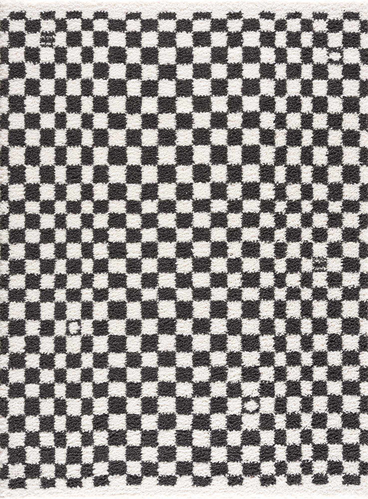 Checkered Shag Area Rug - Black and White Cozy Home Decor