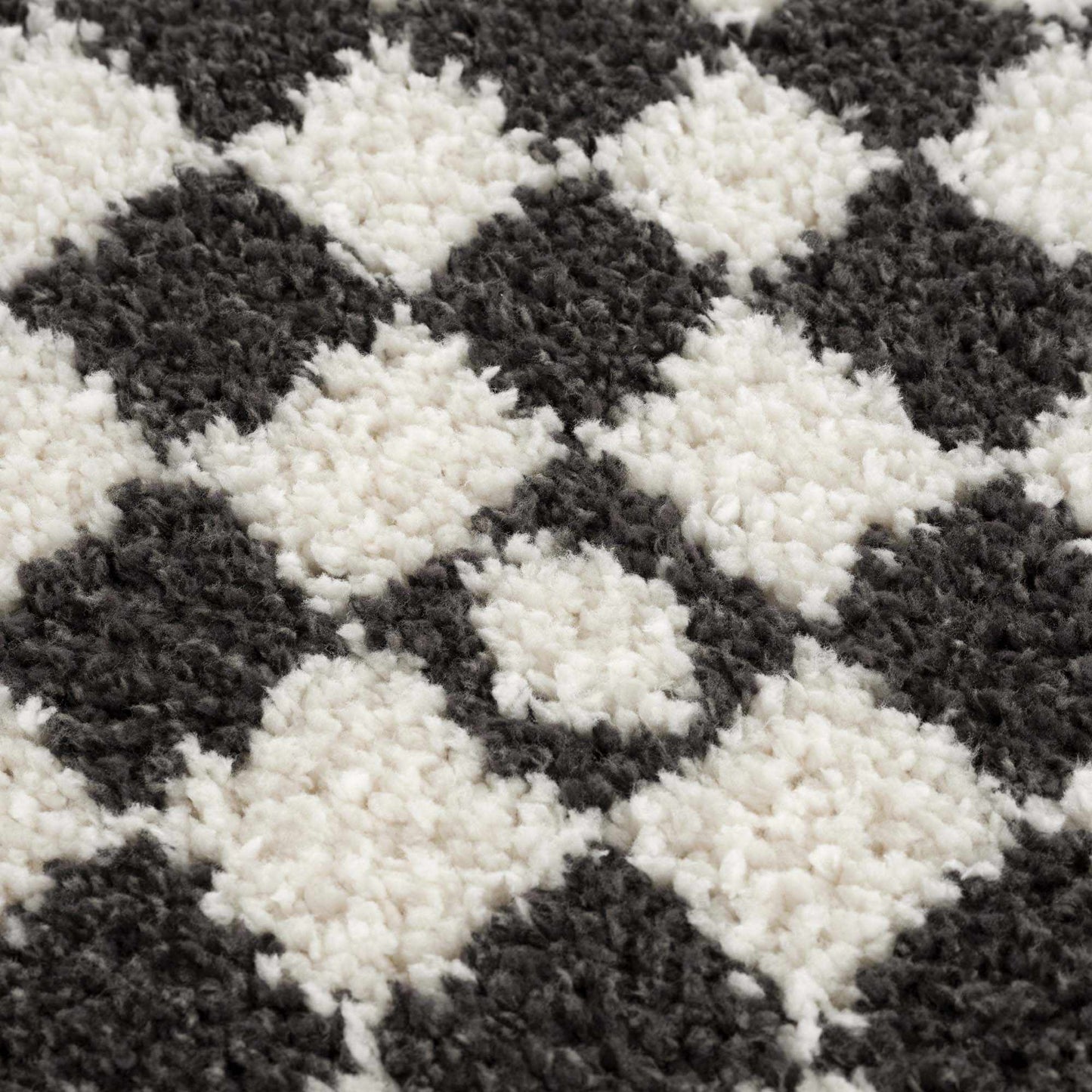 Checkered Shag Area Rug - Black and White Cozy Home Decor