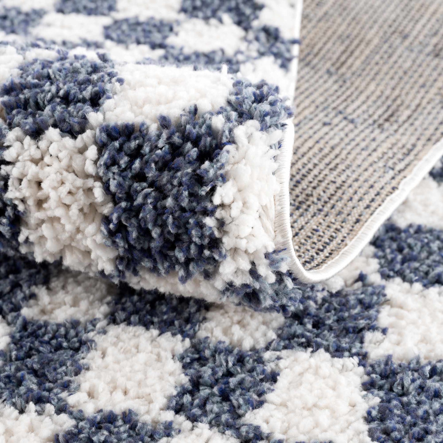 Blue White Checkered Area Rug - Stylish Home Decor Accent