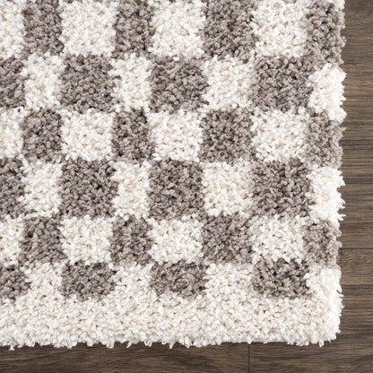 Taupe Checkered Plush Rug - Cozy Home Decor