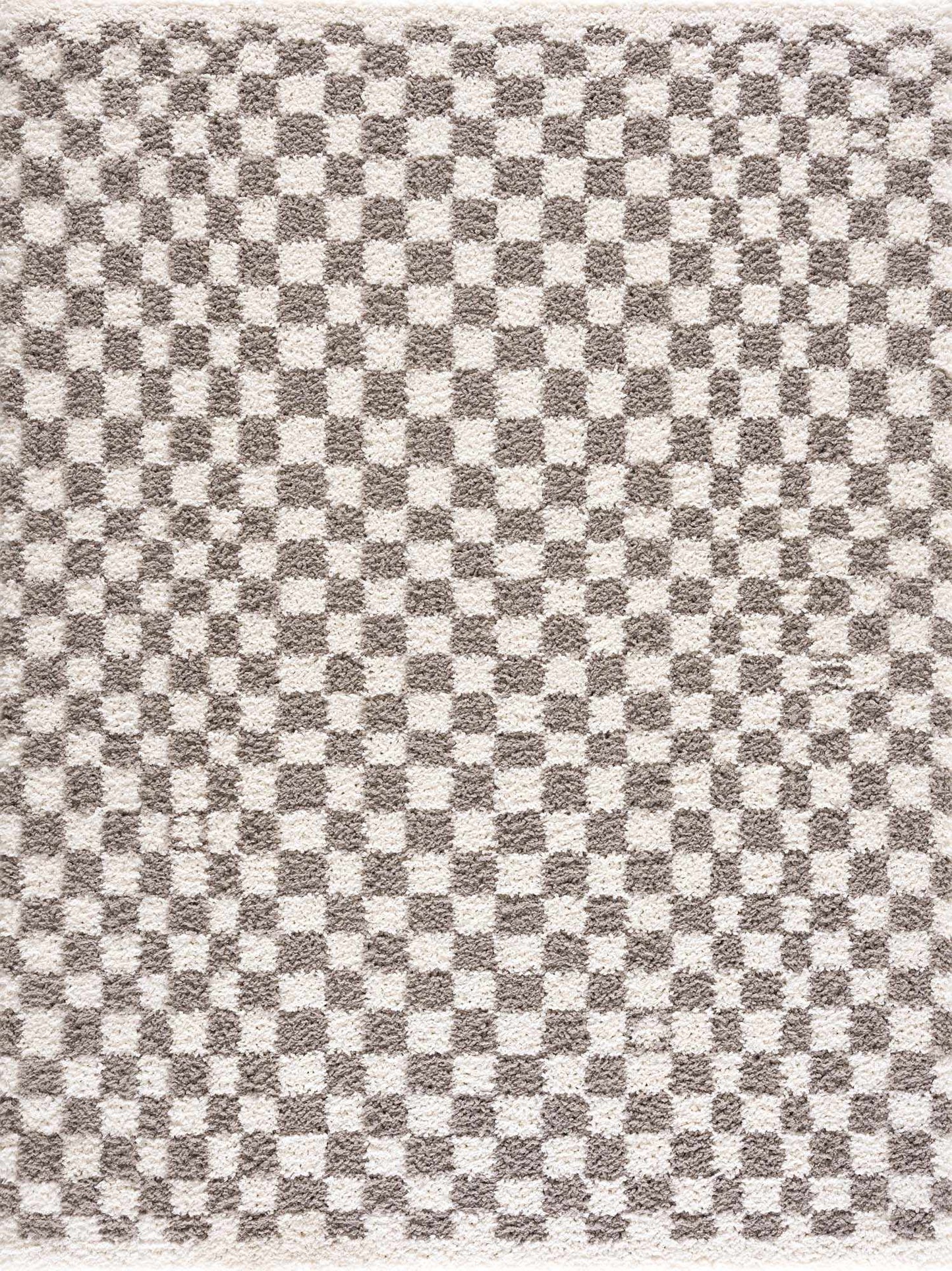 Taupe Checkered Plush Rug - Cozy Home Decor