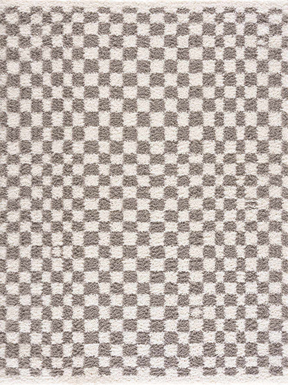 Taupe Checkered Plush Rug - Cozy Home Decor
