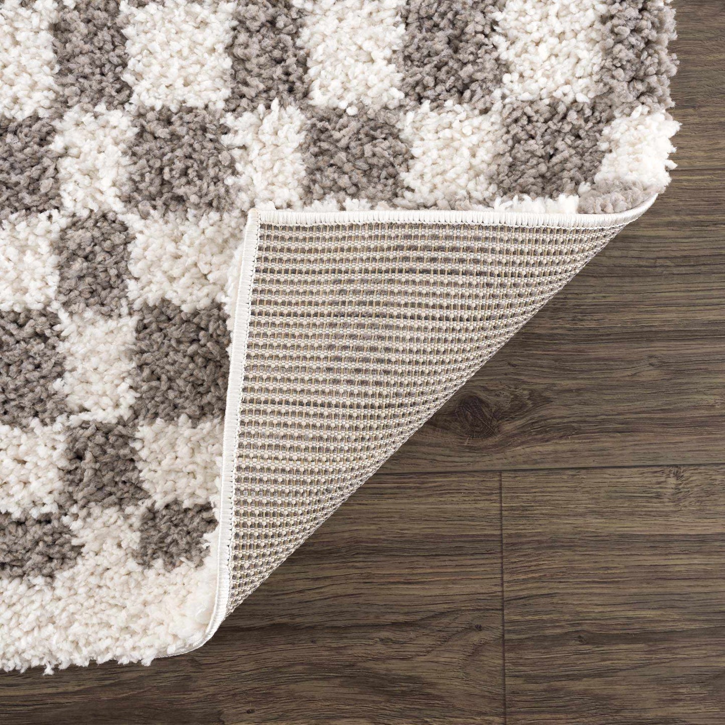 Taupe Checkered Plush Rug - Cozy Home Decor