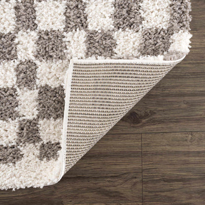 Taupe Checkered Plush Rug - Cozy Home Decor