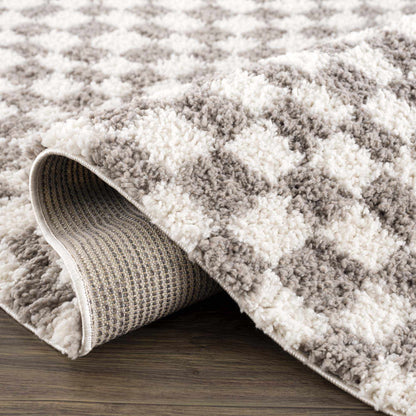 Taupe Checkered Plush Rug - Cozy Home Decor