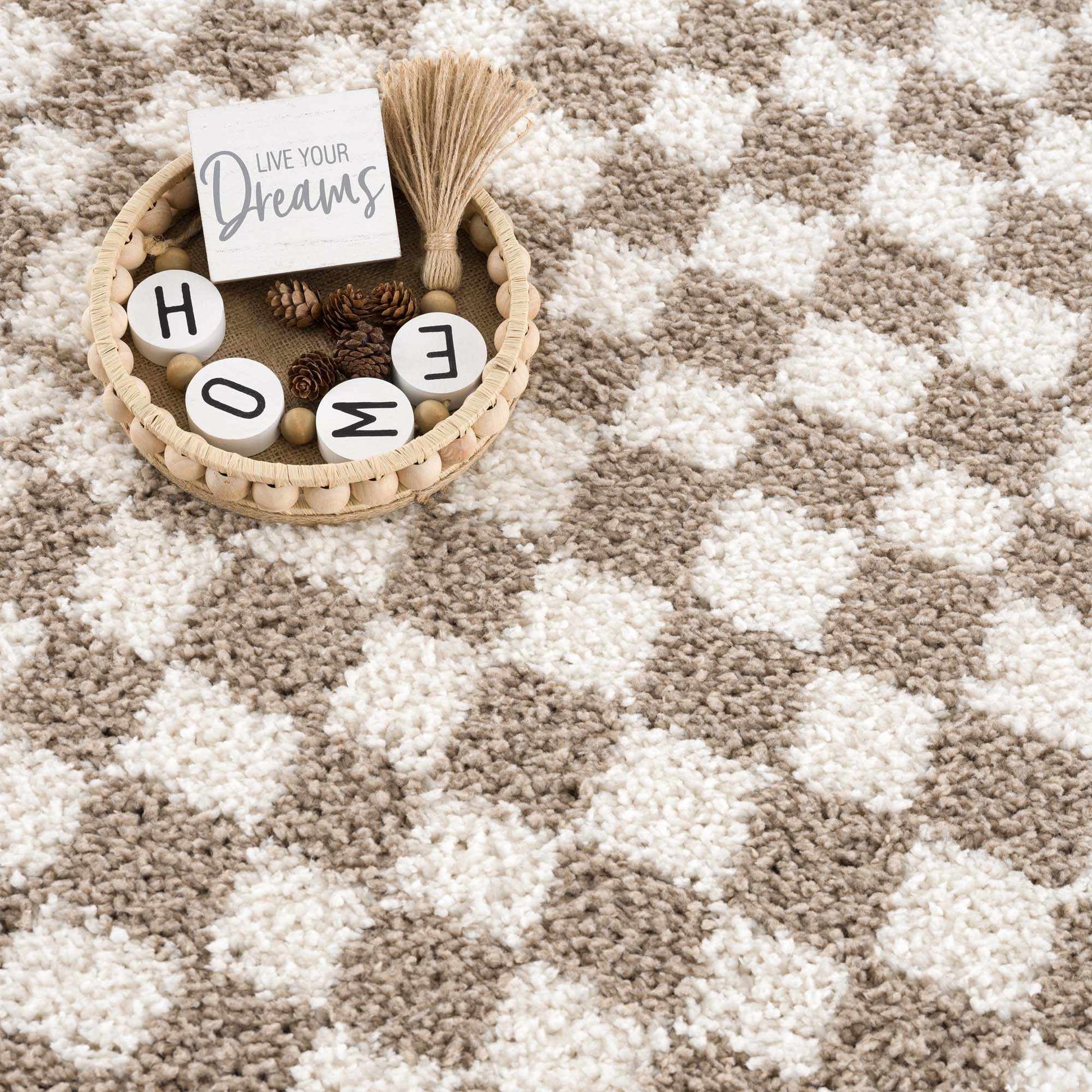 Neutral check rug
