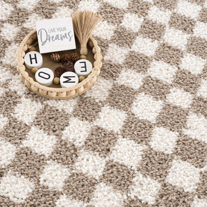 Neutral check rug