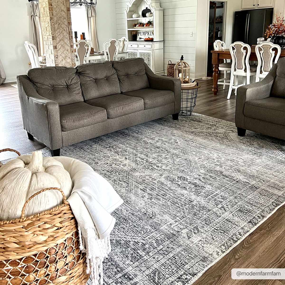 Gray Blue Washable Area Rug - Living Room  Bedroom Decor