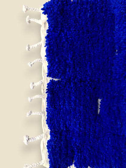 Meriam Moroccan Runner Rug – Blue and White Wool