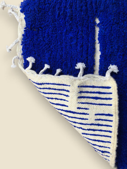 Meriam Moroccan Runner Rug – Blue and White Wool