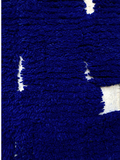 Meriam Moroccan Runner Rug – Blue and White Wool