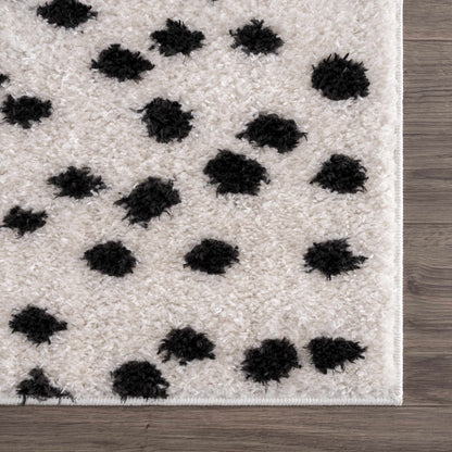 Black and White Dotted Area Rug - Stylish Home Decor Accent