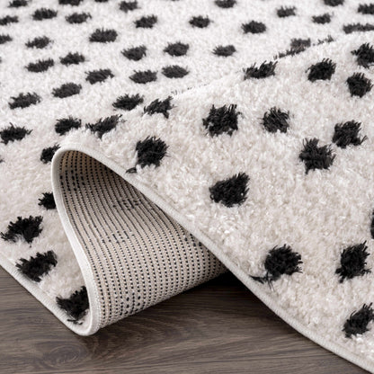 Black and White Dotted Area Rug - Stylish Home Decor Accent