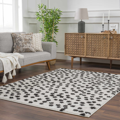 Black and White Dotted Area Rug - Stylish Home Decor Accent