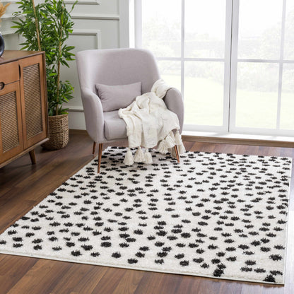 Black and White Dotted Area Rug - Stylish Home Decor Accent