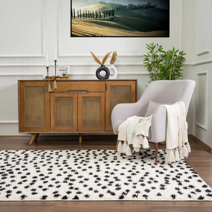 Black and White Dotted Area Rug - Stylish Home Decor Accent