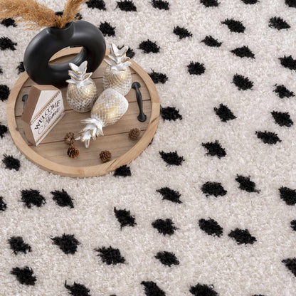 Black and White Dotted Area Rug - Stylish Home Decor Accent