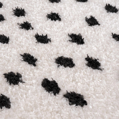 Black and White Dotted Area Rug - Stylish Home Decor Accent