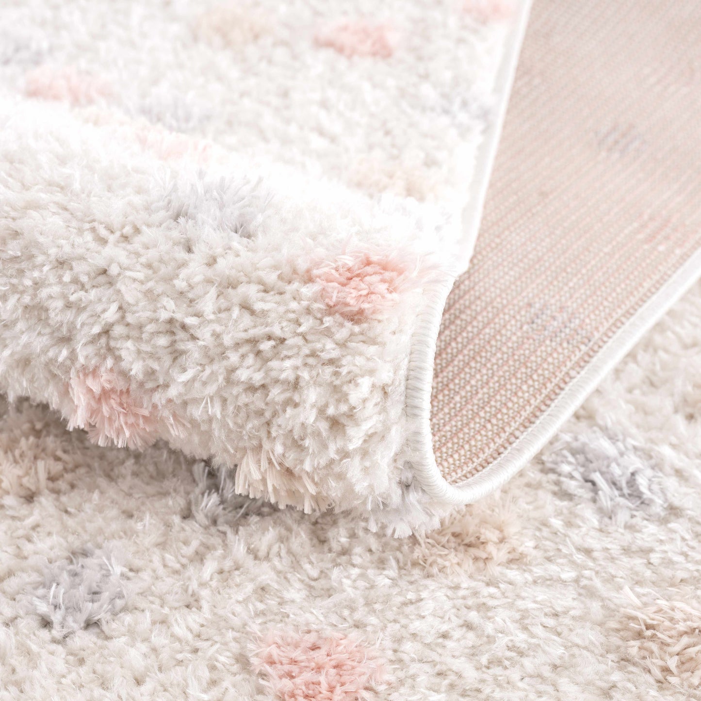 Pink Cream Dotted Area Rug - Stylish Cozy Home Décor