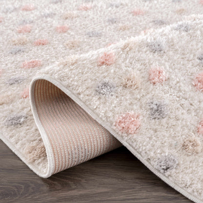 Pink Cream Dotted Area Rug - Stylish Cozy Home Décor