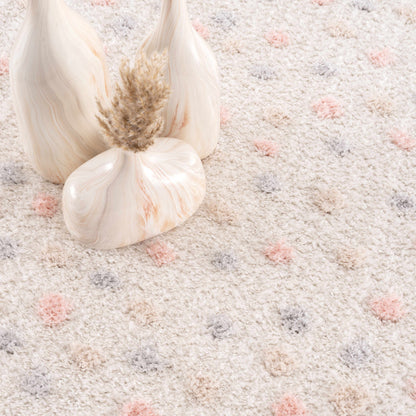 Pink Cream Dotted Area Rug - Stylish Cozy Home Décor