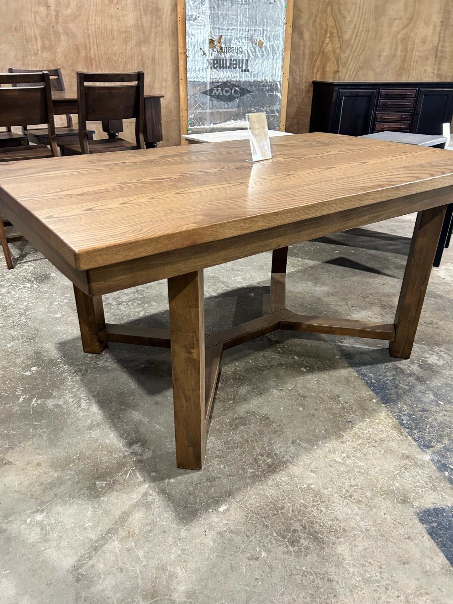 Megan Leg Style Table 64x38 Oak Top Early American Finish
