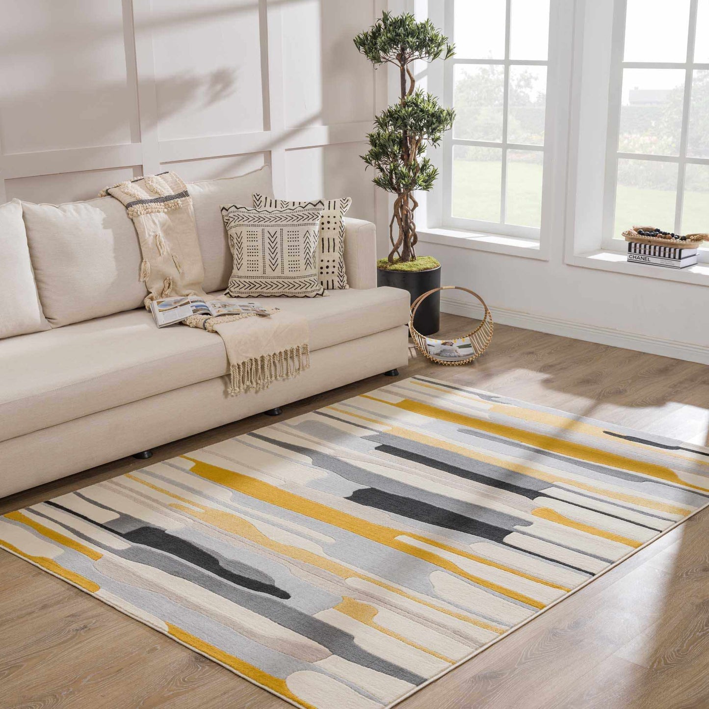 Southfields Mustard Area Rug - Stylish Soft Modern Home Decor