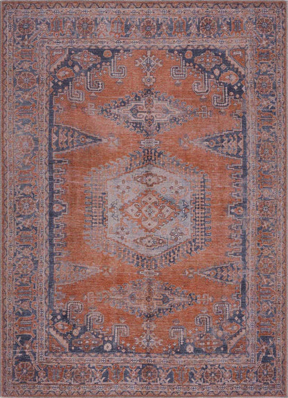 Burnt Orange Washable Taber Rug - Stylish Durable Floor Decor