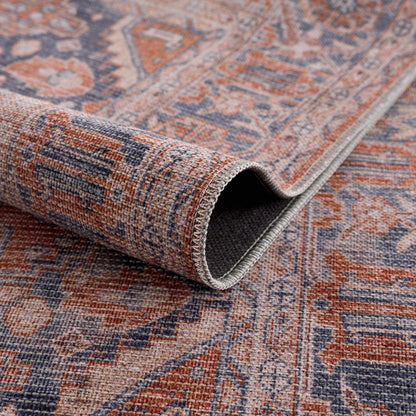 Burnt Orange Washable Taber Rug - Stylish Durable Floor Decor