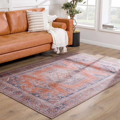 Burnt Orange Washable Taber Rug - Stylish Durable Floor Decor