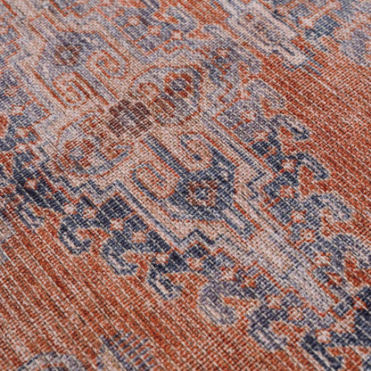 Burnt Orange Washable Taber Rug - Stylish Durable Floor Decor