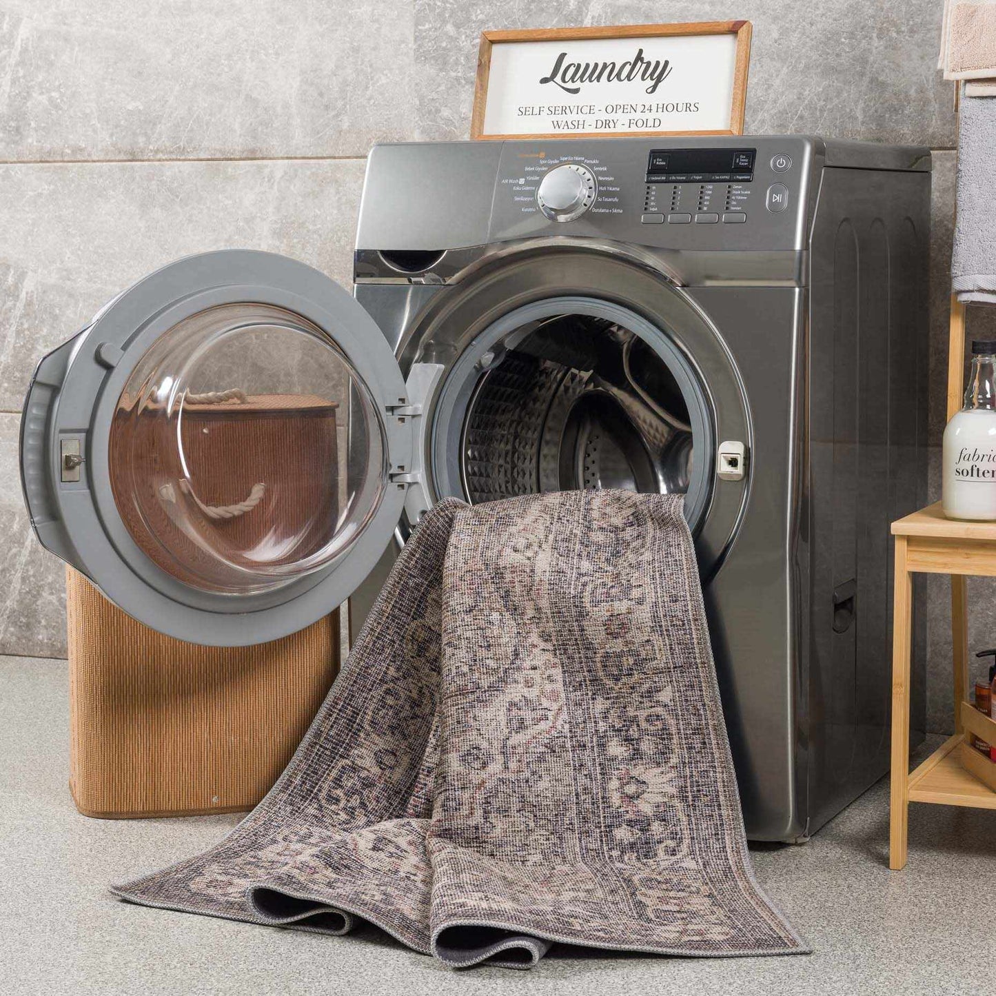 Dusty Blue Washable Rug - Soft Durable Greenpoint Collection