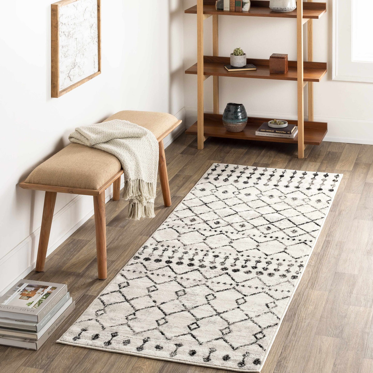 Scandinavian Moroccan Trellis Area Rug - Stylish Geometric Design for Modern Homes