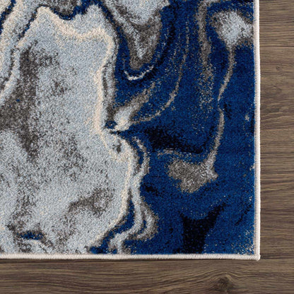 Blue Marble Area Rug - Elegant Cream and Blue Design for Modern Homes
