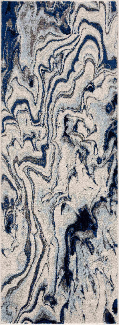 Blue Marble Area Rug - Elegant Cream and Blue Design for Modern Homes