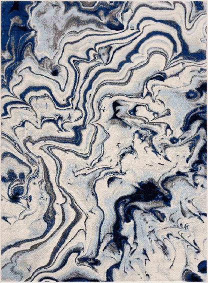 Blue Marble Area Rug - Elegant Cream and Blue Design for Modern Homes