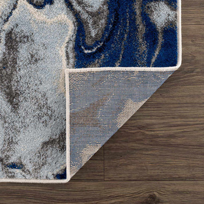 Blue Marble Area Rug - Elegant Cream and Blue Design for Modern Homes