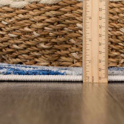 Blue Marble Area Rug - Elegant Cream and Blue Design for Modern Homes