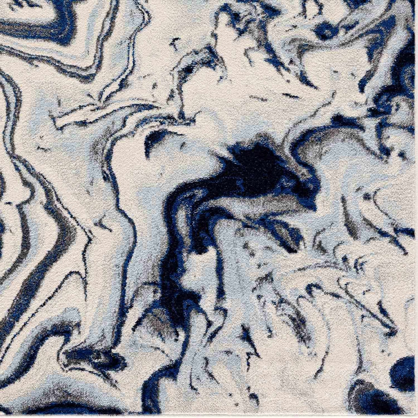 Blue Marble Area Rug - Elegant Cream and Blue Design for Modern Homes