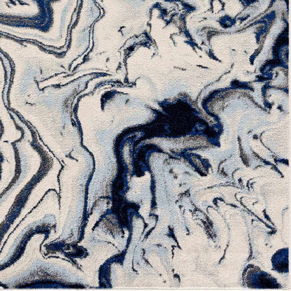 Blue Marble Area Rug - Elegant Cream and Blue Design for Modern Homes