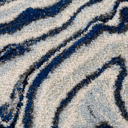 Blue Marble Area Rug - Elegant Cream and Blue Design for Modern Homes