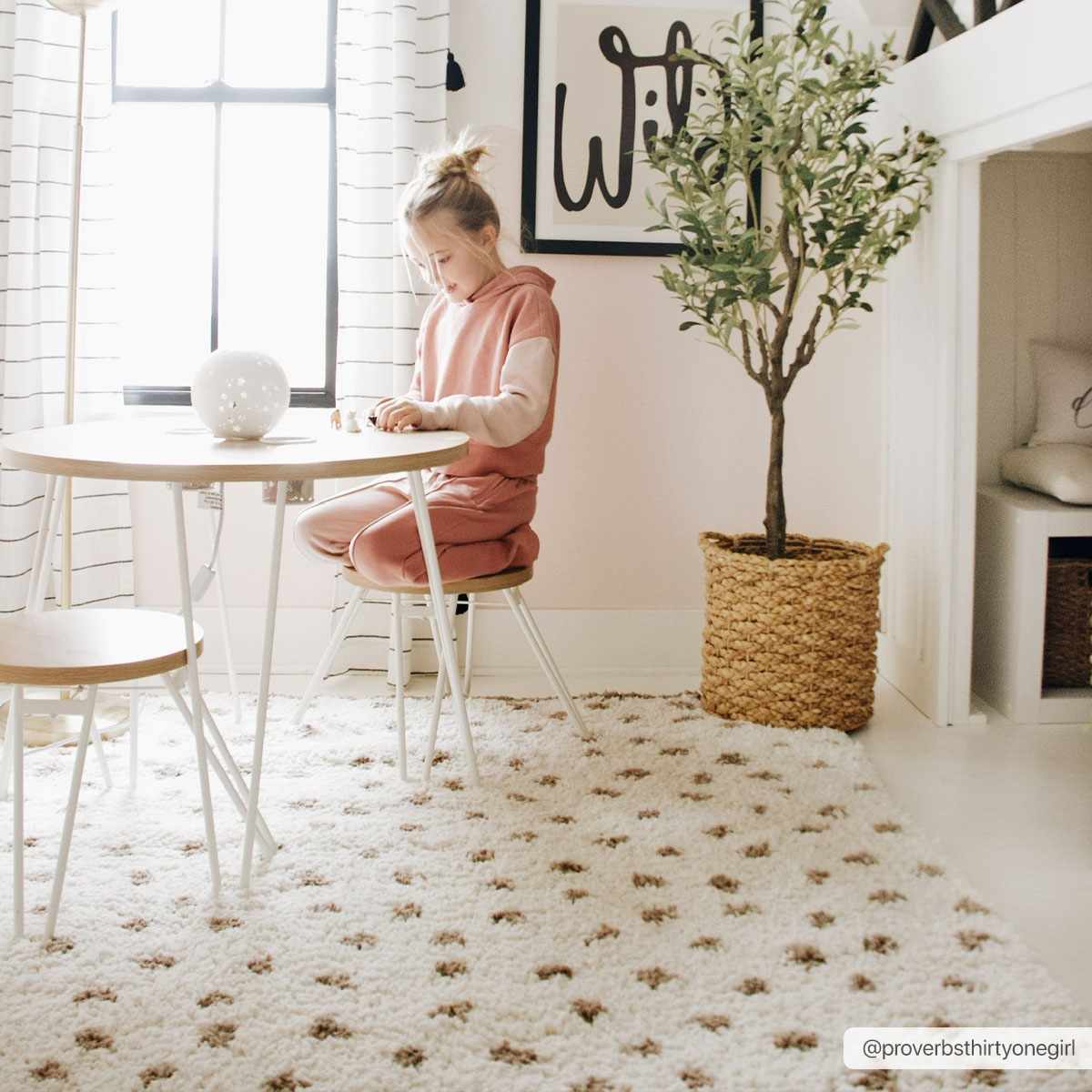 Cream Brown Dotted Plush Area Rug - Cozy Home Decor