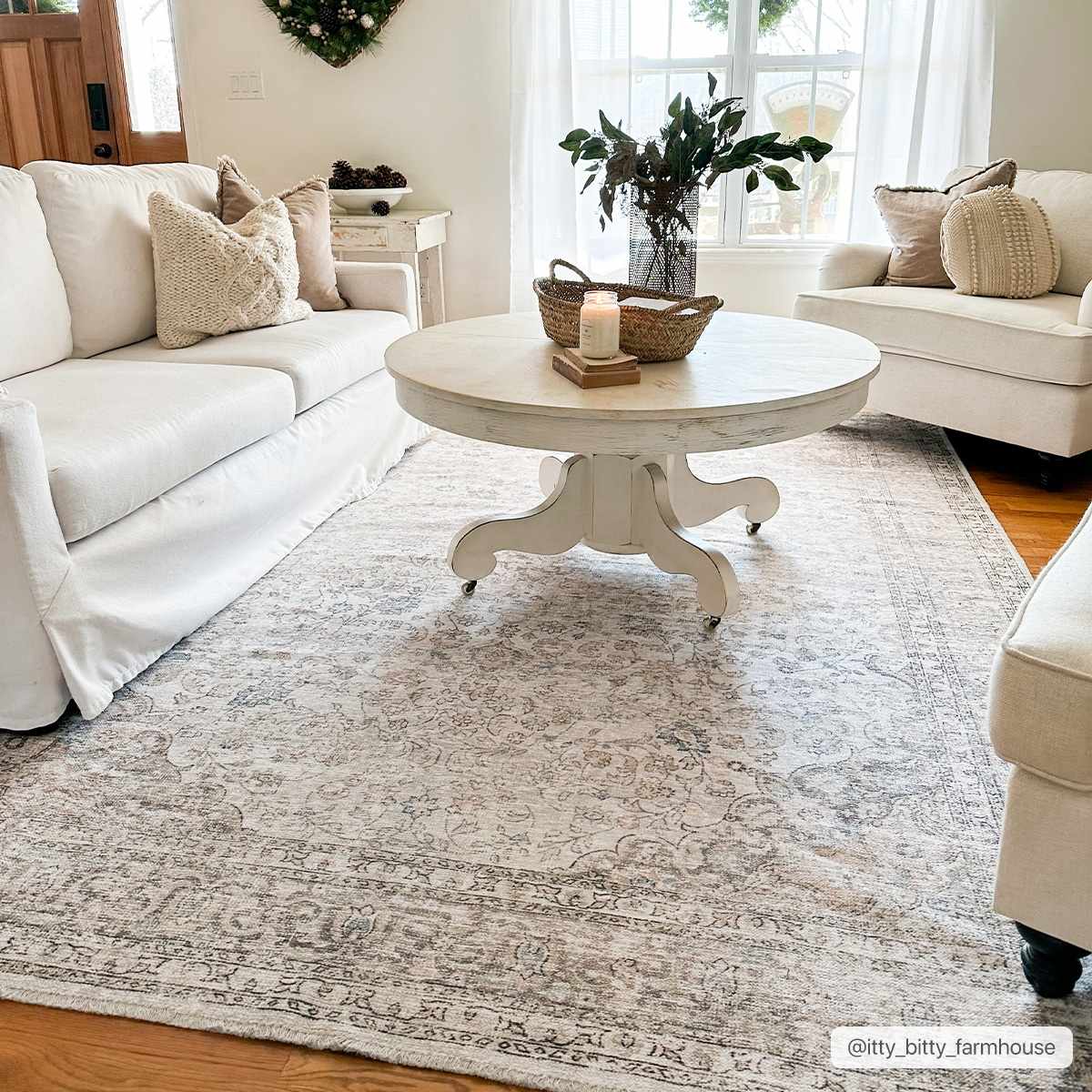 Washable Cream Area Rug - Soft Stylish Home Decor