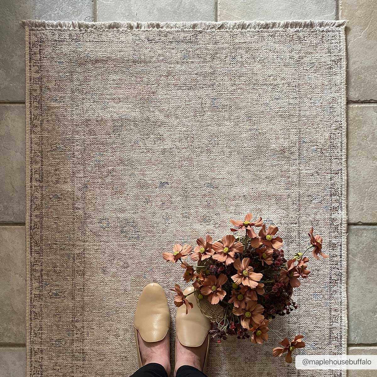Washable Cream Area Rug - Soft Stylish Home Decor