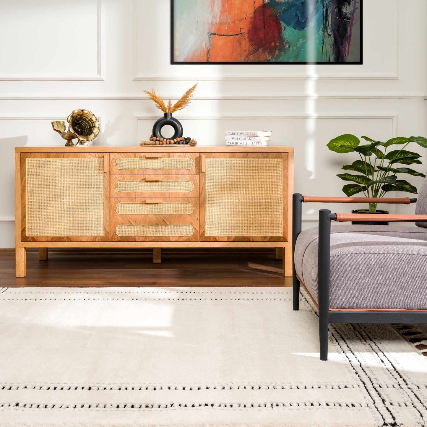 Modern Geometric Area Rug - Black and White Stylish Home Décor