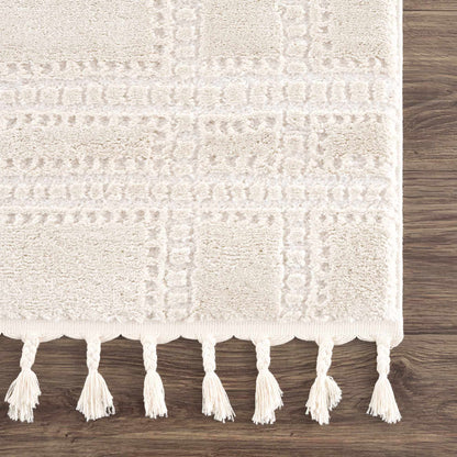 Ivory Carved Area Rug - Elegant Modern Ryuu Design