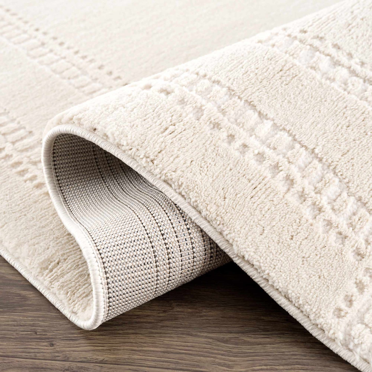 Ivory Carved Area Rug - Elegant Modern Ryuu Design