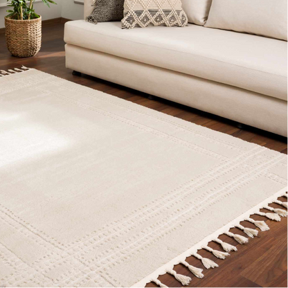 Ivory Carved Area Rug - Elegant Modern Ryuu Design