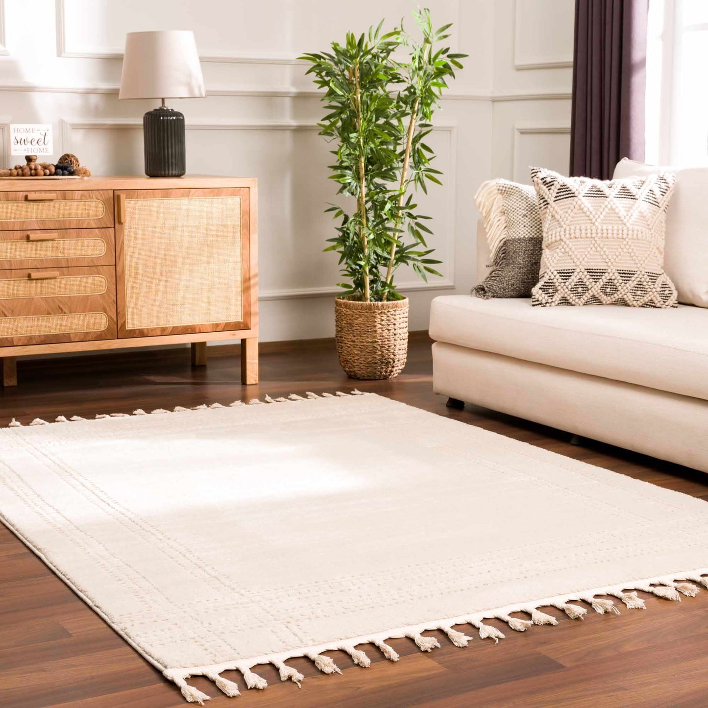 Ivory Carved Area Rug - Elegant Modern Ryuu Design